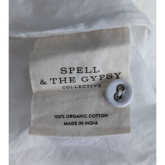 Spell & The Gypsy Bo Mini Dress Womens Size XS White Floral Eyelet Smocked Dress - Picture 4 of 7